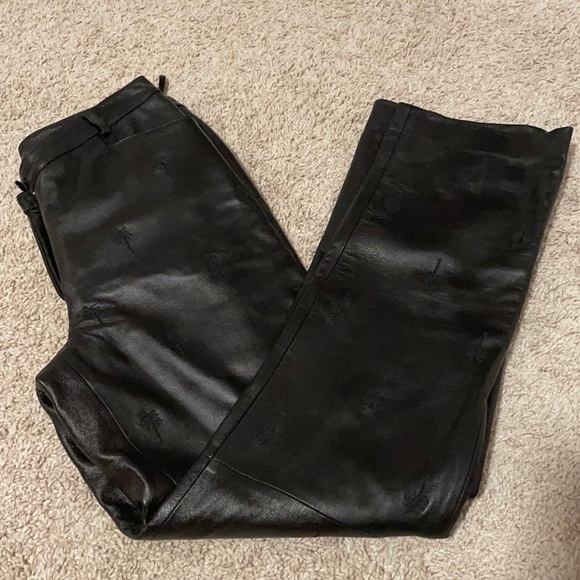 Pants - Lilly Pulitzer black palm tree 100% leather pants women’s size 4